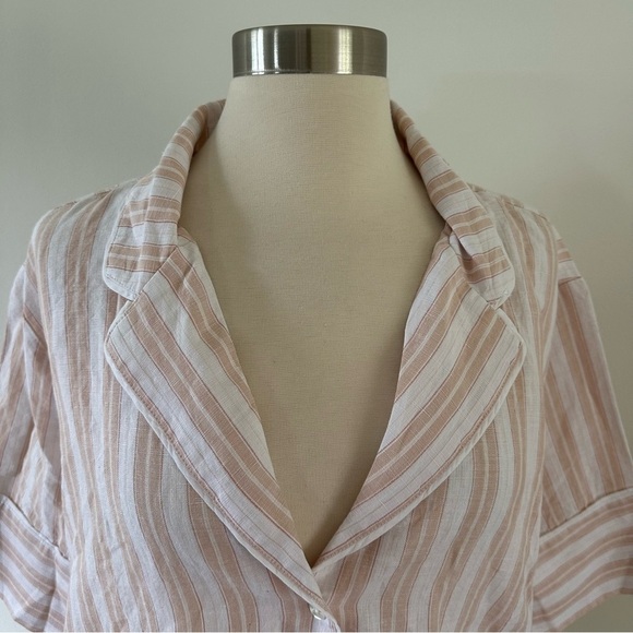 New NWOT Haven Well Within Linen+ Cotton Button Down Short Sleeve Striped Shirt - Picture 8 of 8